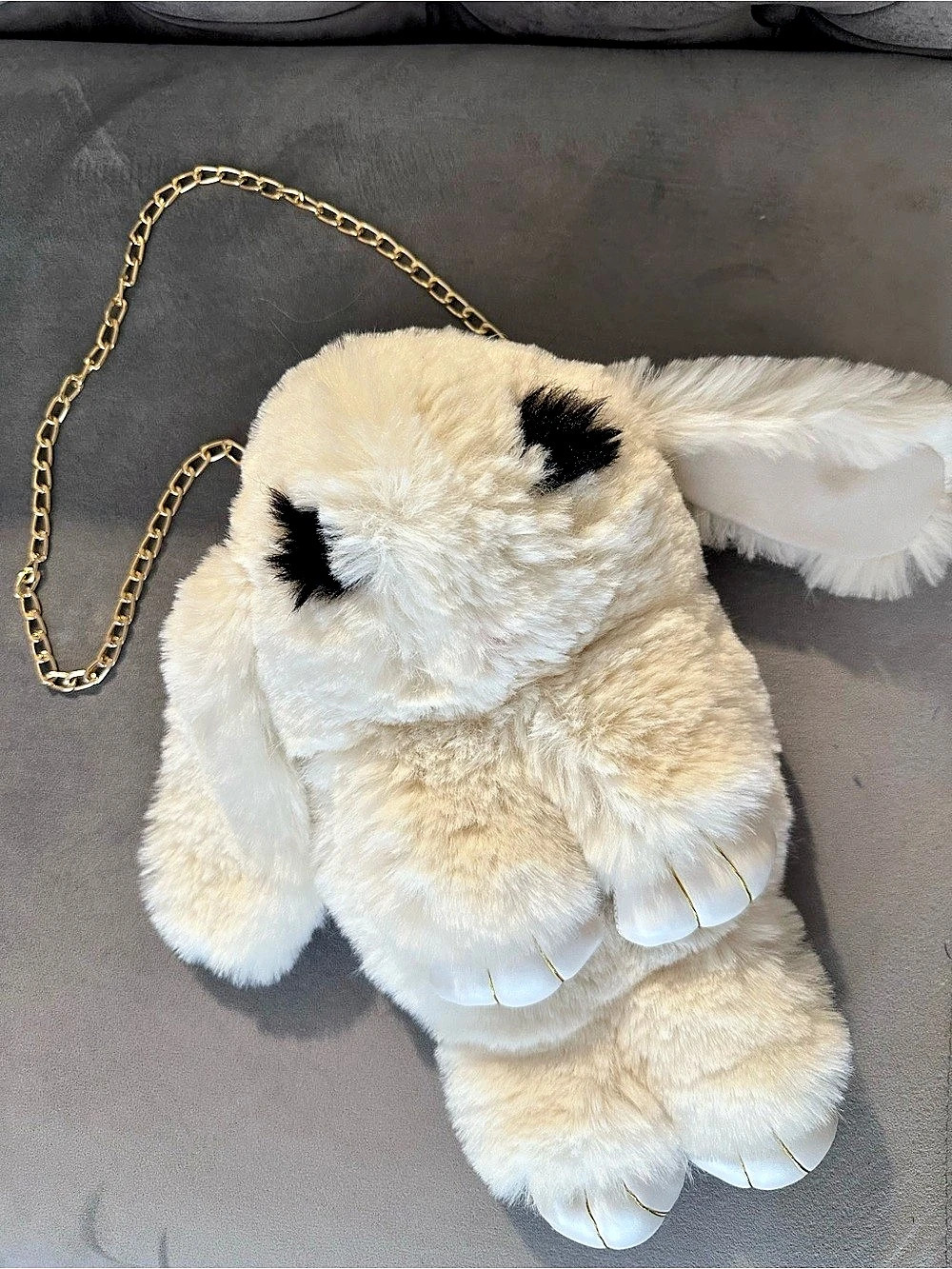 Plush Animal Mini Bag in White & Cream